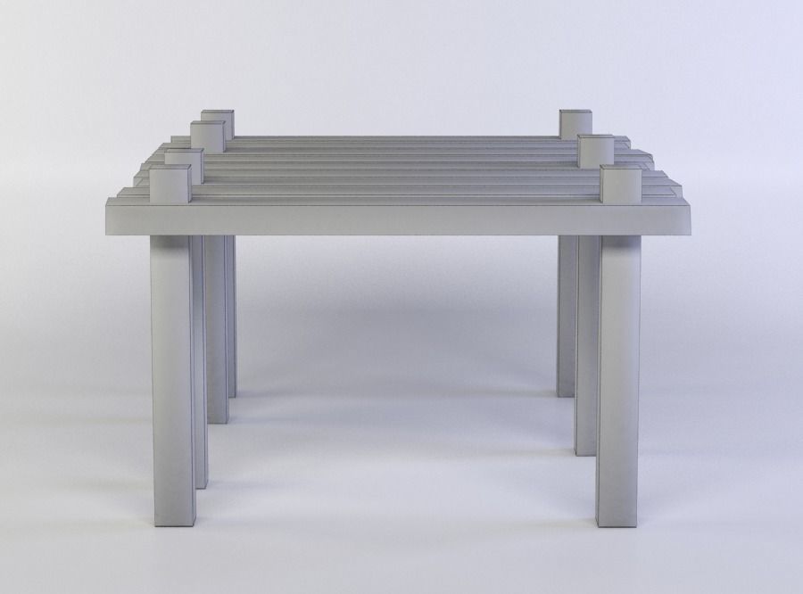 Wooden platform small Low-poly 3D model_3