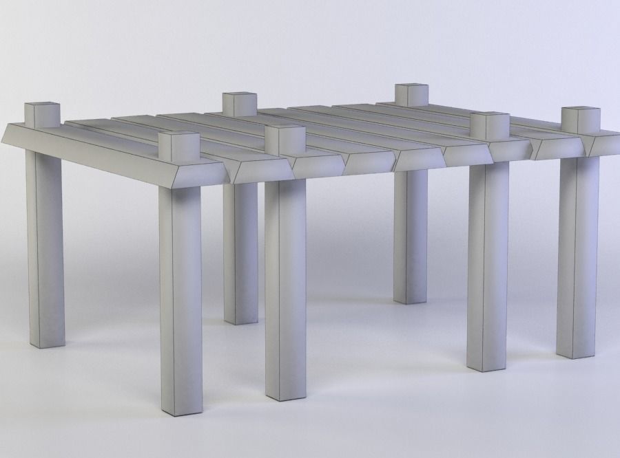 Wooden platform small Low-poly 3D model_5