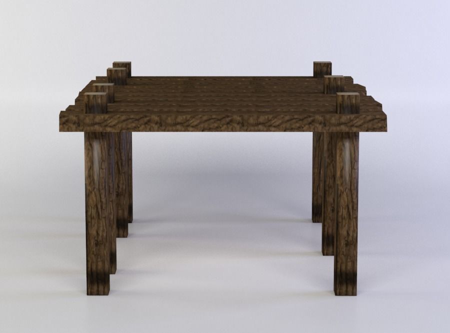 Wooden platform small Low-poly 3D model_0