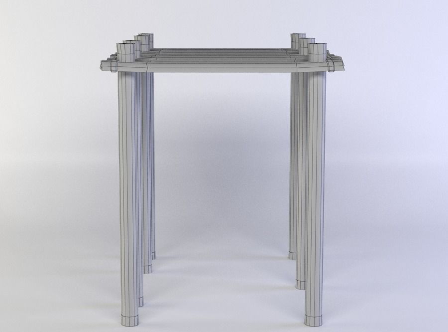 Wooden platform Low-poly 3D model_3