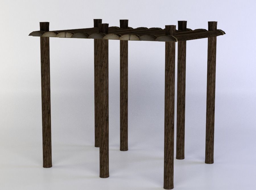 Wooden platform Low-poly 3D model_1