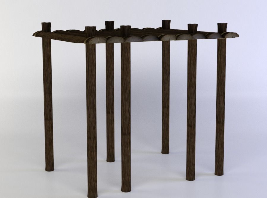 Wooden platform Low-poly 3D model_2