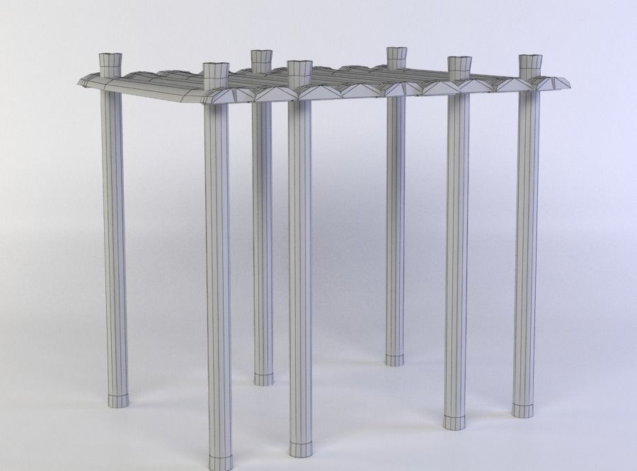 Wooden platform Low-poly 3D model_5