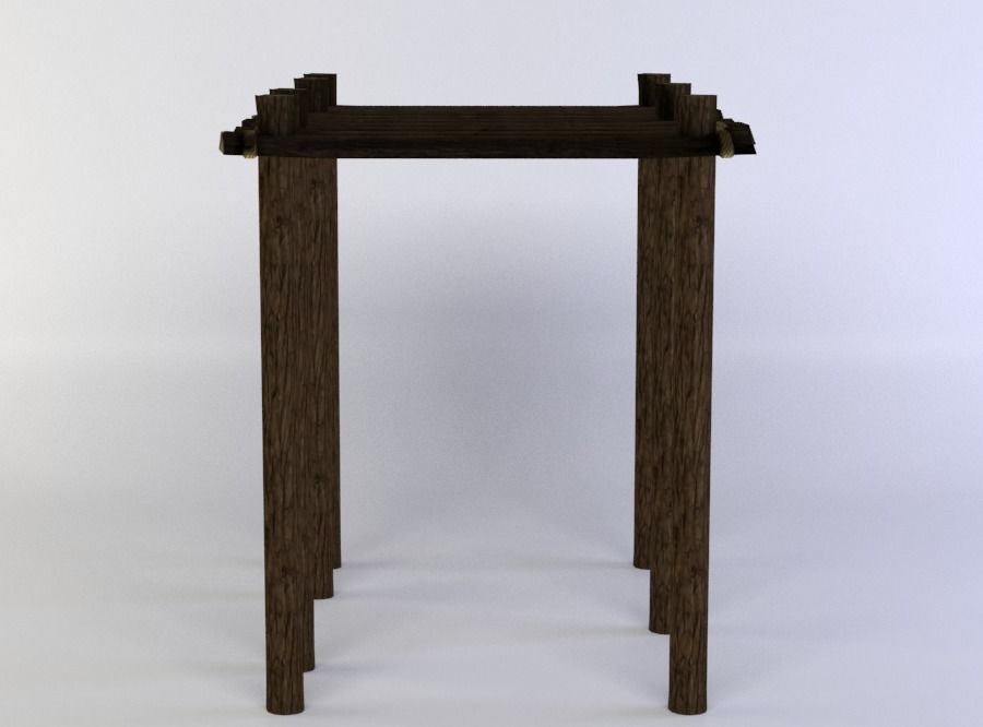 Wooden platform Low-poly 3D model_0