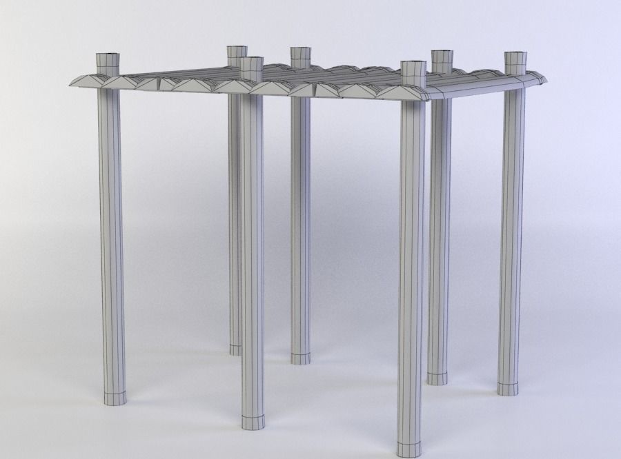 Wooden platform Low-poly 3D model_4