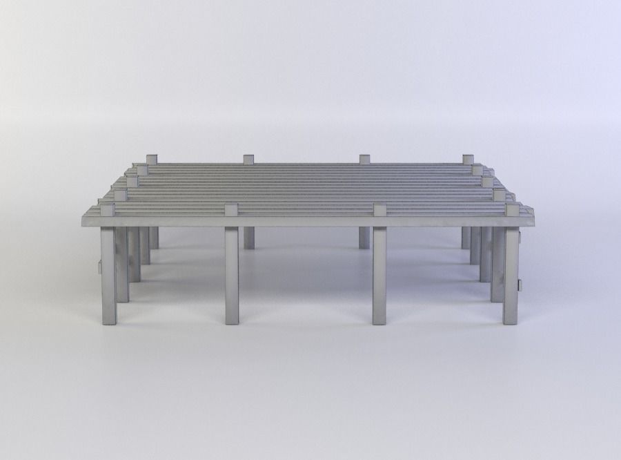 Wooden platform Low-poly 3D model_3