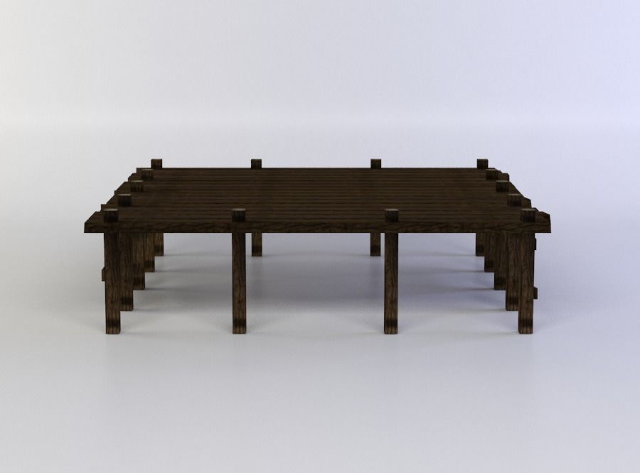 Wooden platform Low-poly 3D model_0