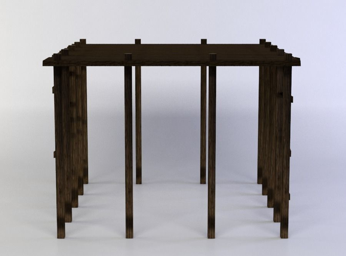 Wooden platform large Low-poly 3D model