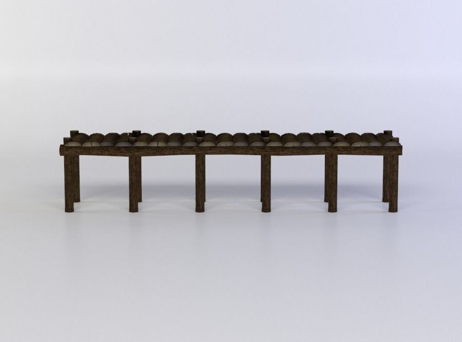 Wooden pier Low-poly 3D model_0