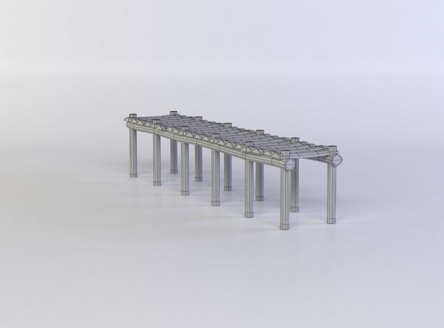 Wooden pier Low-poly 3D model_5