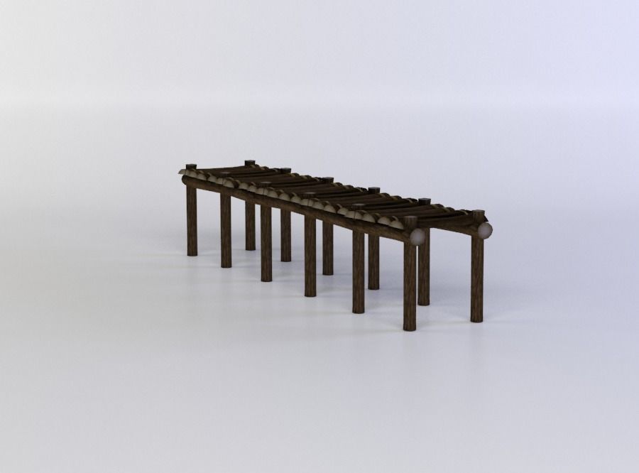 Wooden pier Low-poly 3D model_2