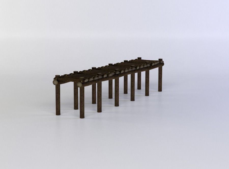 Wooden pier Low-poly 3D model_1