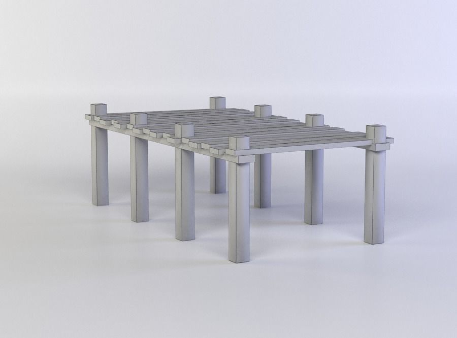Wooden pier Low-poly 3D model_5
