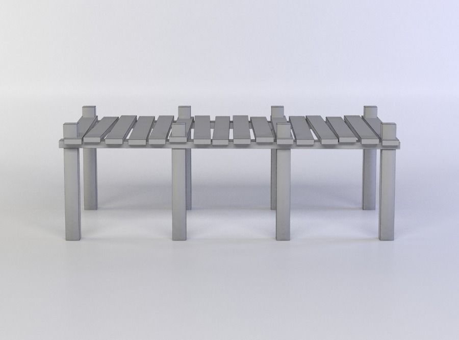 Wooden pier Low-poly 3D model_3
