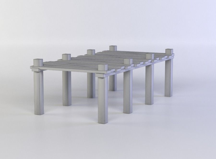 Wooden pier Low-poly 3D model_4