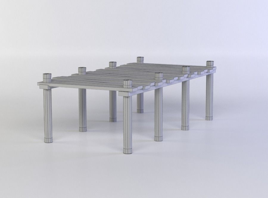 Wooden pier Low-poly 3D model_4