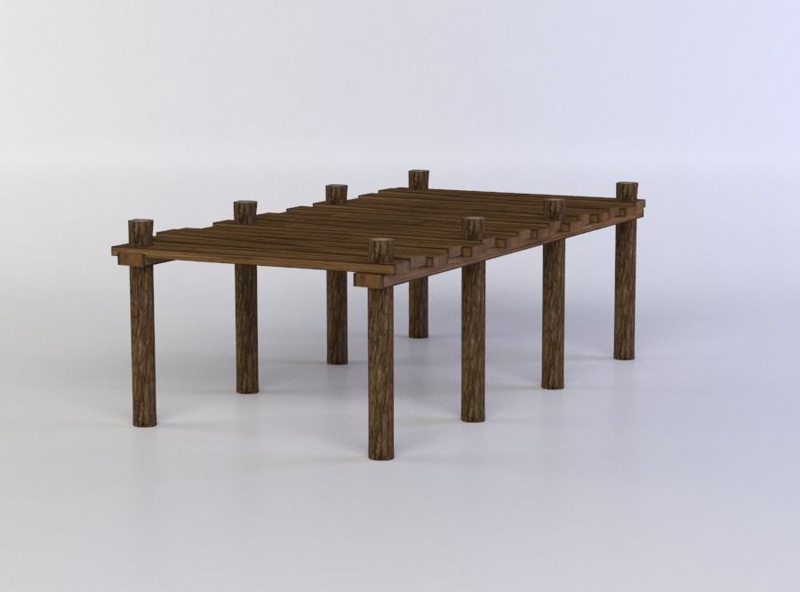 Wooden pier Low-poly 3D model_1