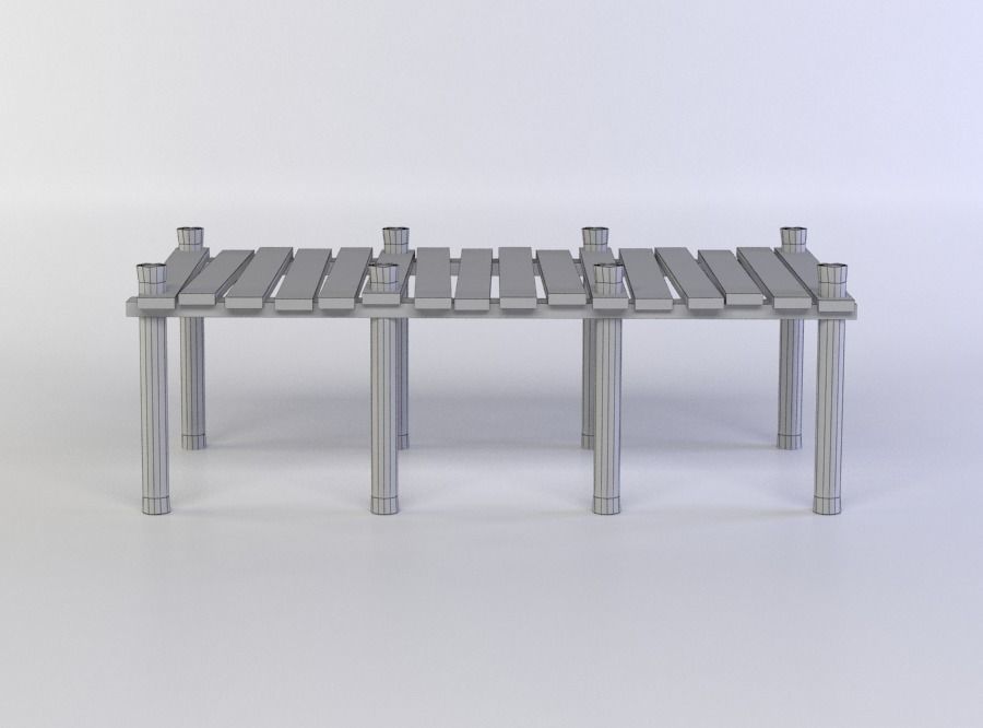 Wooden pier Low-poly 3D model_3