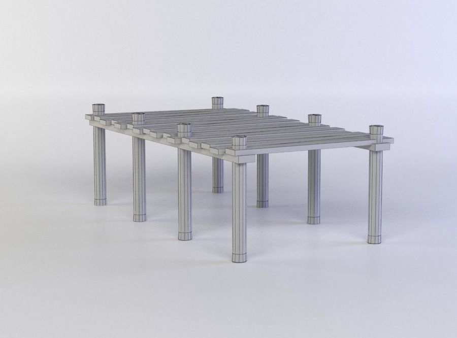 Wooden pier Low-poly 3D model_5