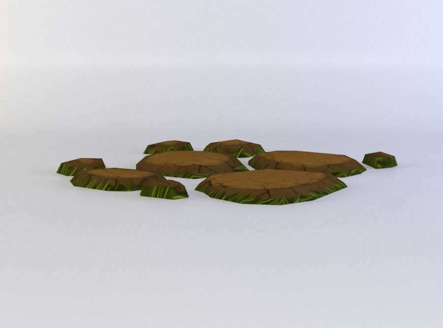 Stepping stone cluster Low-poly 3D model_1