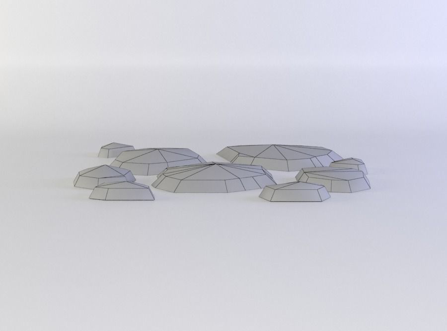 Stepping stone cluster Low-poly 3D model_3
