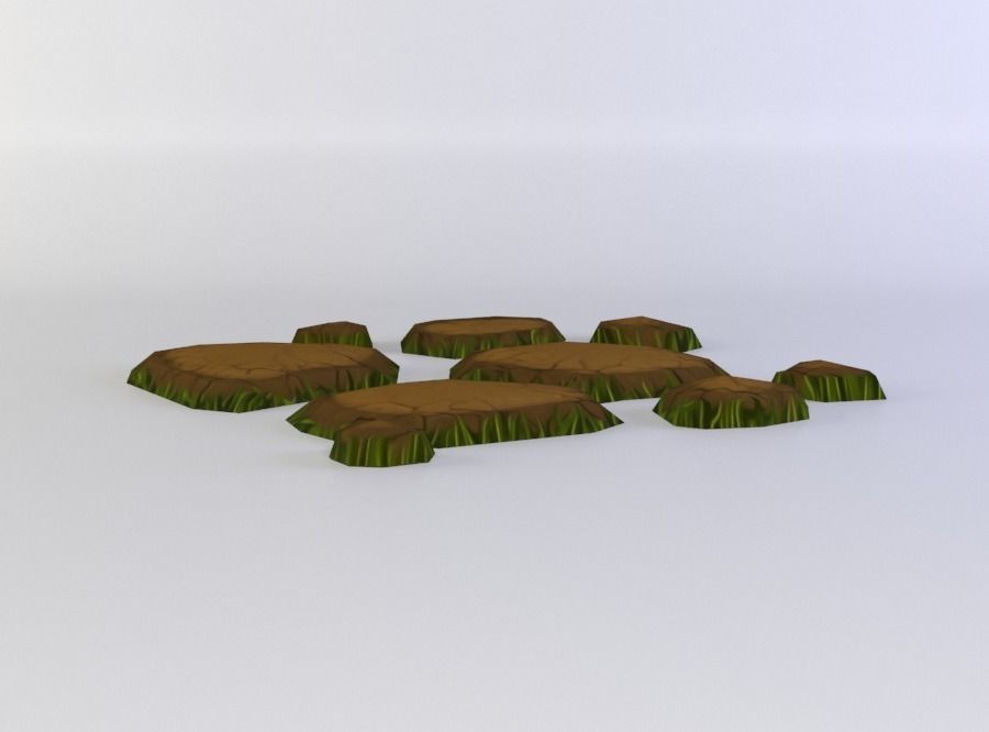 Stepping stone cluster Low-poly 3D model_2