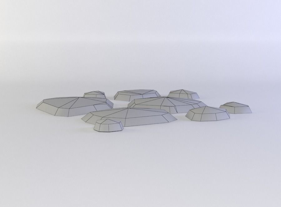Stepping stone cluster Low-poly 3D model_5