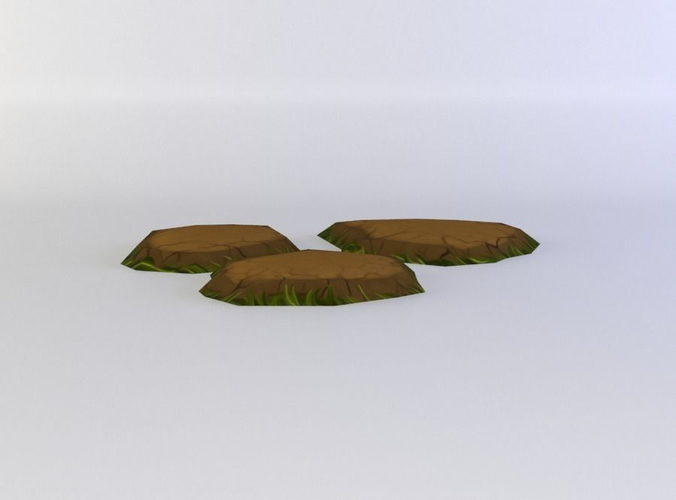 Stepping stone cluster Low-poly 3D model