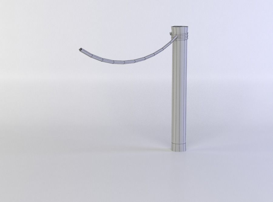 Fence segment pole with rope Low-poly 3D model_4