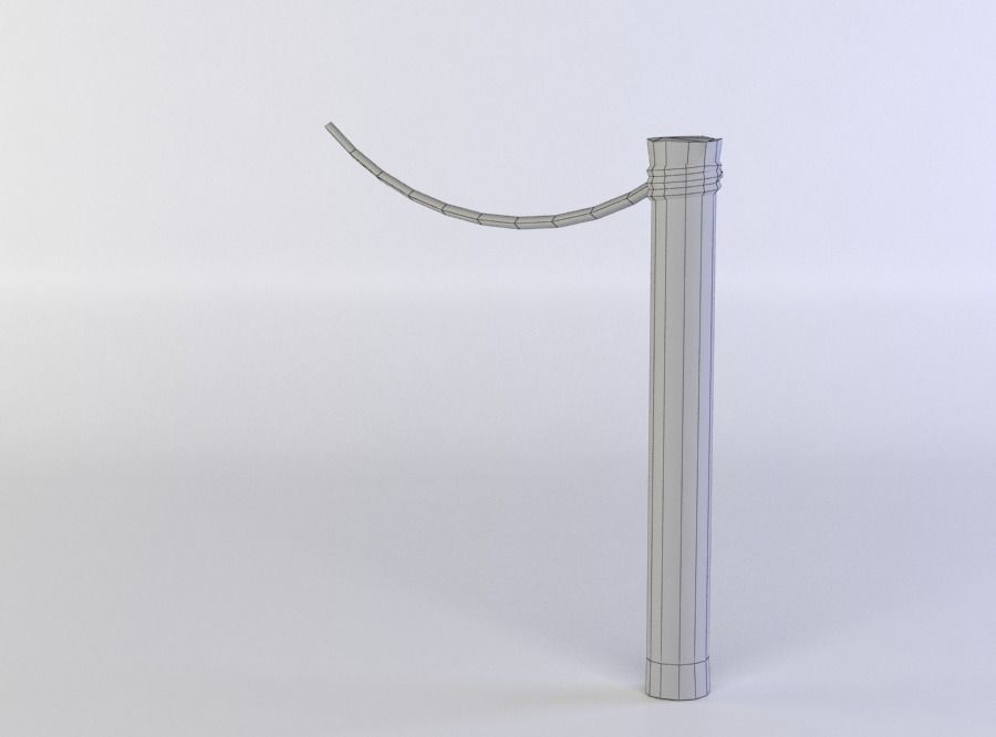 Fence segment pole with rope Low-poly 3D model_5