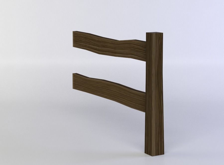 Fence segment Low-poly 3D model_2