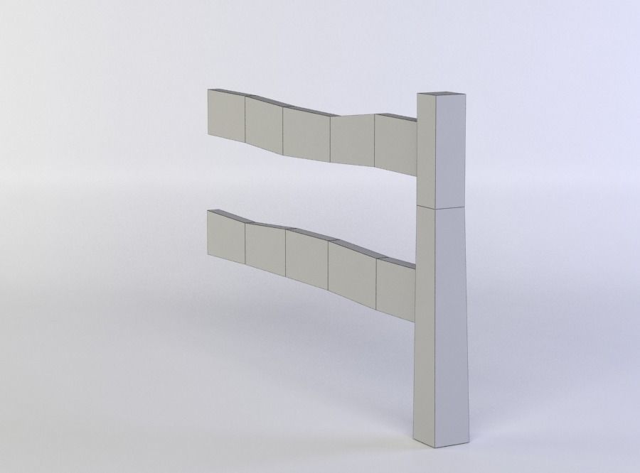 Fence segment Low-poly 3D model_5