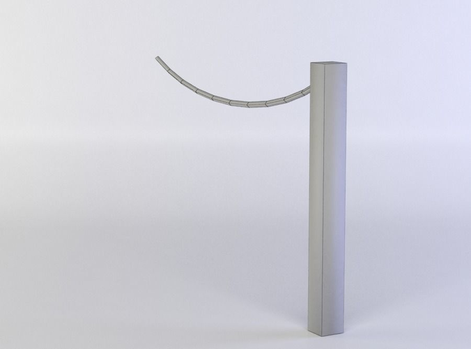 Fence segment pole with rope