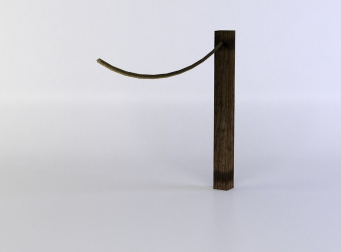 Fence segment pole with rope