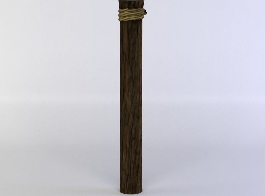 Fence segment pole Low-poly 3D model_2