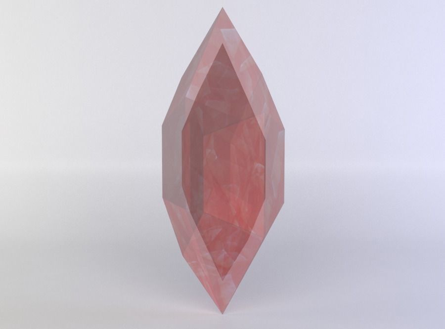 Red crystal Low-poly 3D model_2
