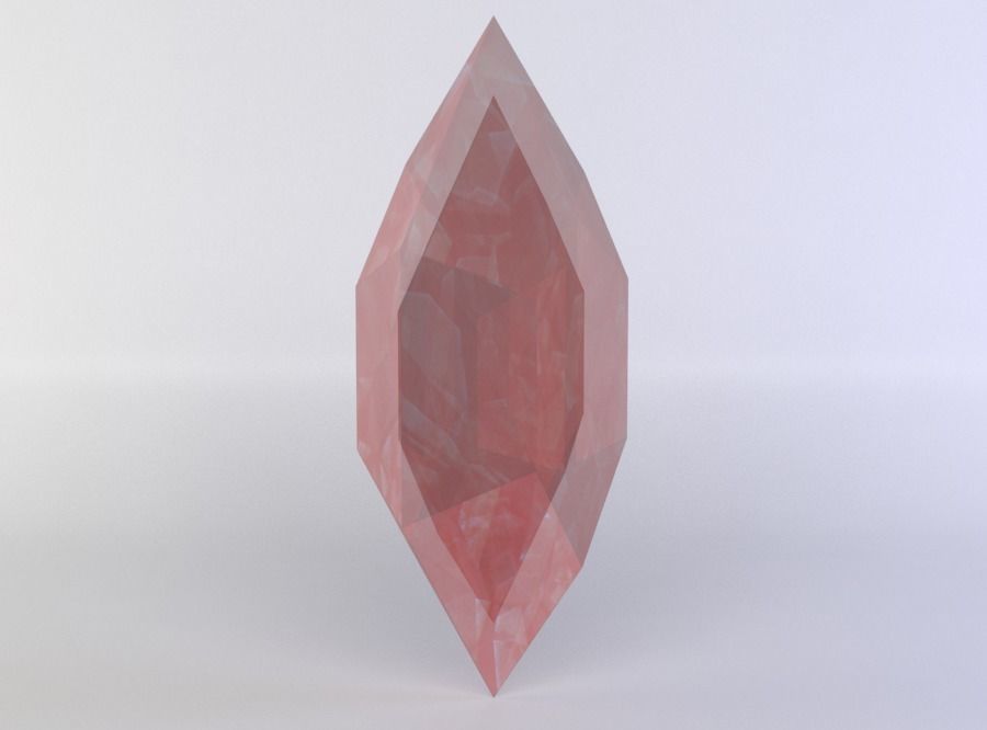 Red crystal Low-poly 3D model_1