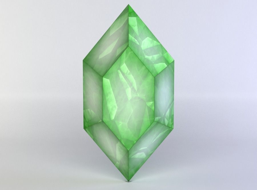 Green crystal Low-poly 3D model_0