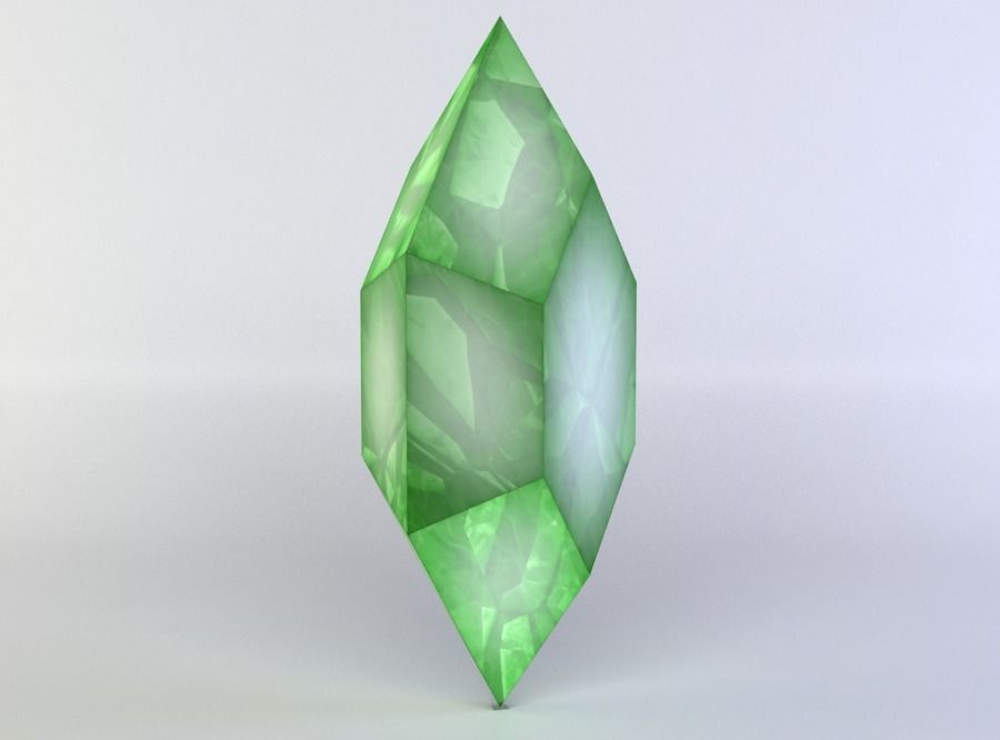 Green crystal Low-poly 3D model_1