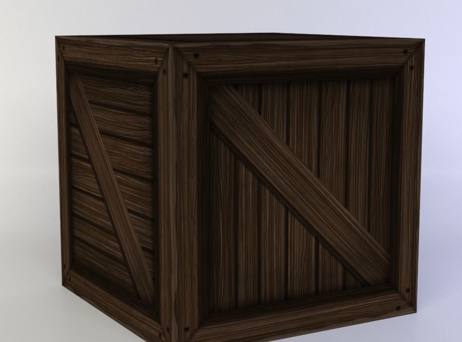 Wooden crate Low-poly 3D model_2