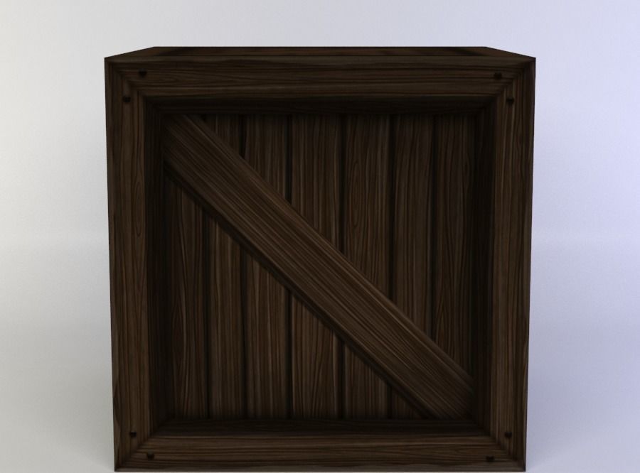 Wooden crate Low-poly 3D model_0
