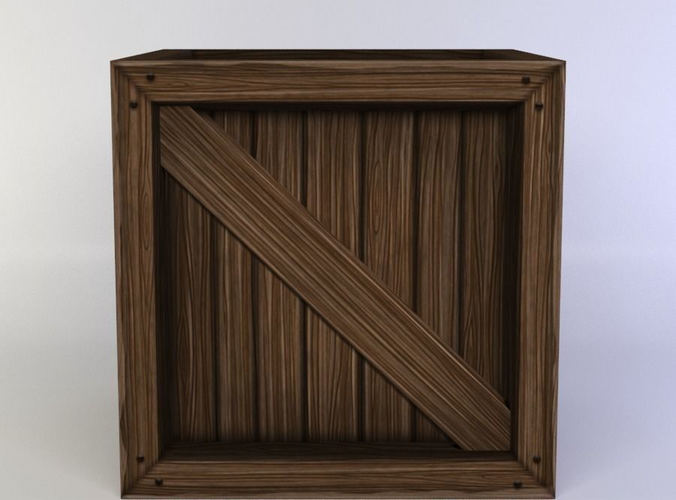 Wooden box Low-poly 3D model