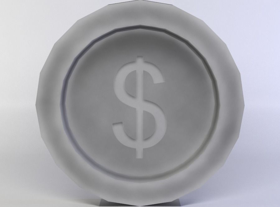 Silver coin Low-poly 3D model
