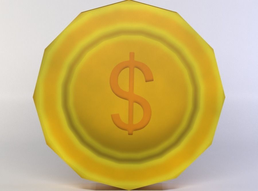 Gold coin Low-poly 3D model_0