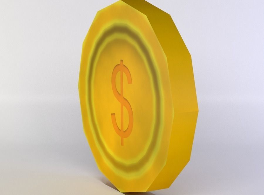 Gold coin Low-poly 3D model_2