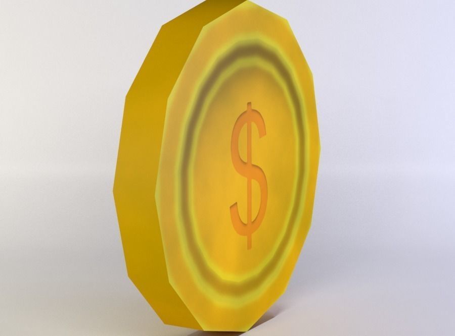 Gold coin Low-poly 3D model_1