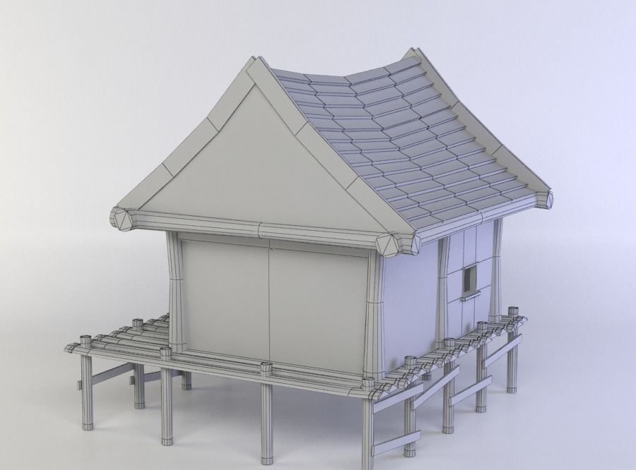 Shack large Low-poly 3D model_4