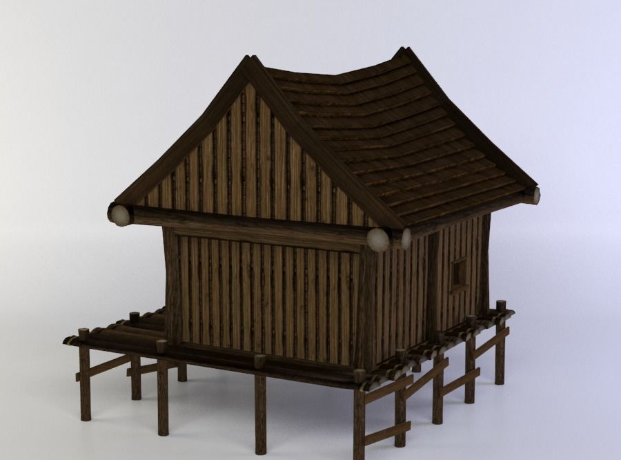 Shack large Low-poly 3D model_1