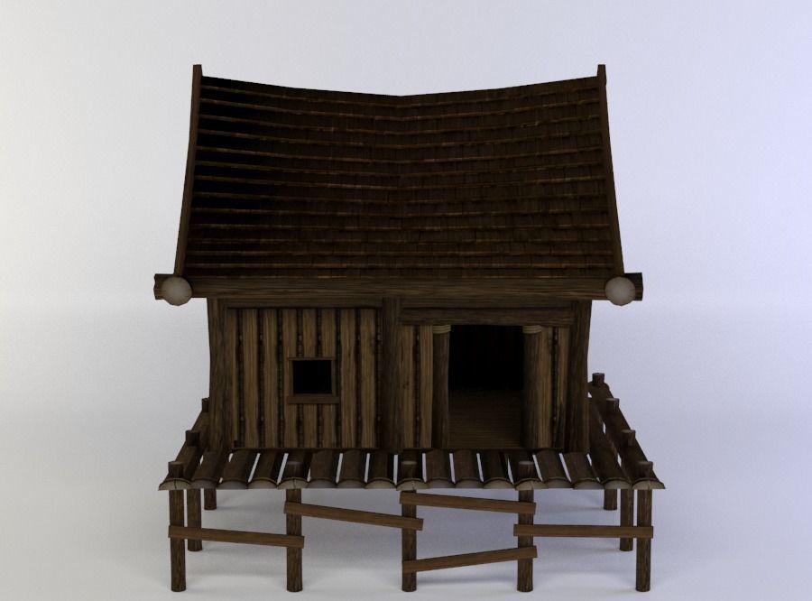 Shack large Low-poly 3D model_0