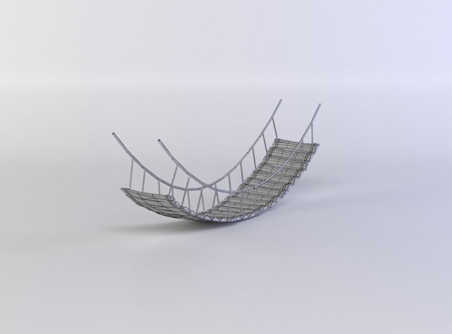 Hanging bridge Low-poly 3D model_4